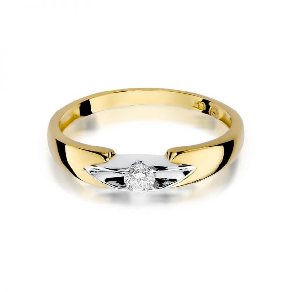 Pierścionek zaręczynowy z żółtego złota z diamentem
