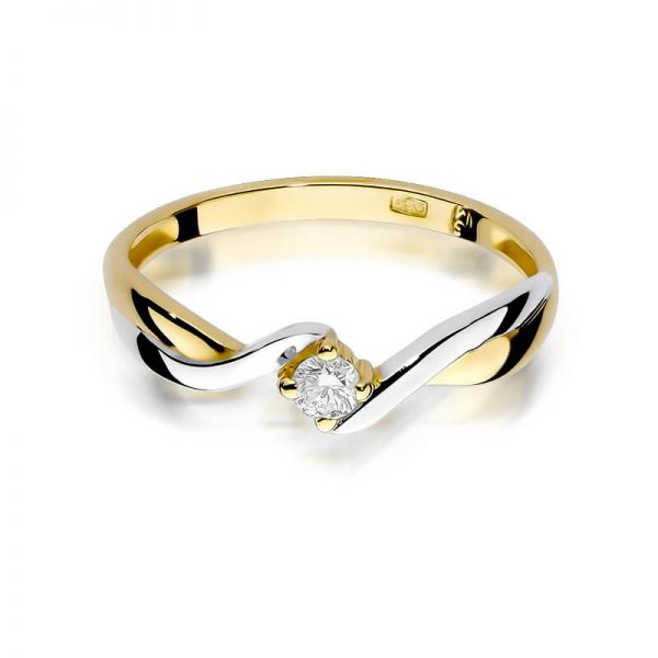Pierścionek zaręczynowy z białego złota z diamentem