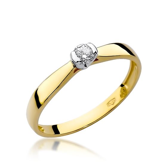 Pierścionek zaręczynowy z żółtego złota z diamentem